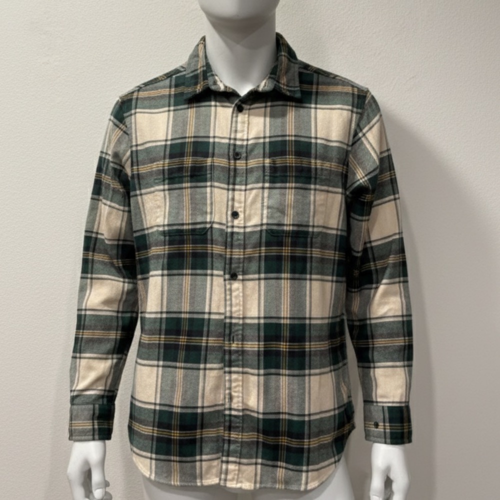 H&M Casual Plaid Shirt in Green and Cream